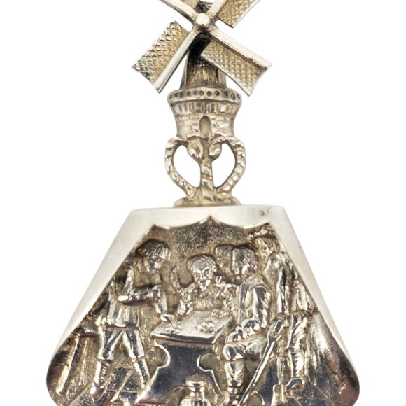 Dutch Sterling Silver Tavern Scene Windmill Shovel Spoon #22670 - Picture 3 of 9